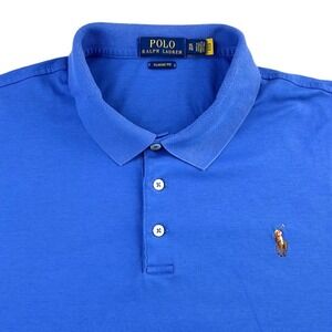Polo Ralph Lauren Classic Fit Shirt Men XL Bright Blue Short Sleeve‎ Flesh Pony